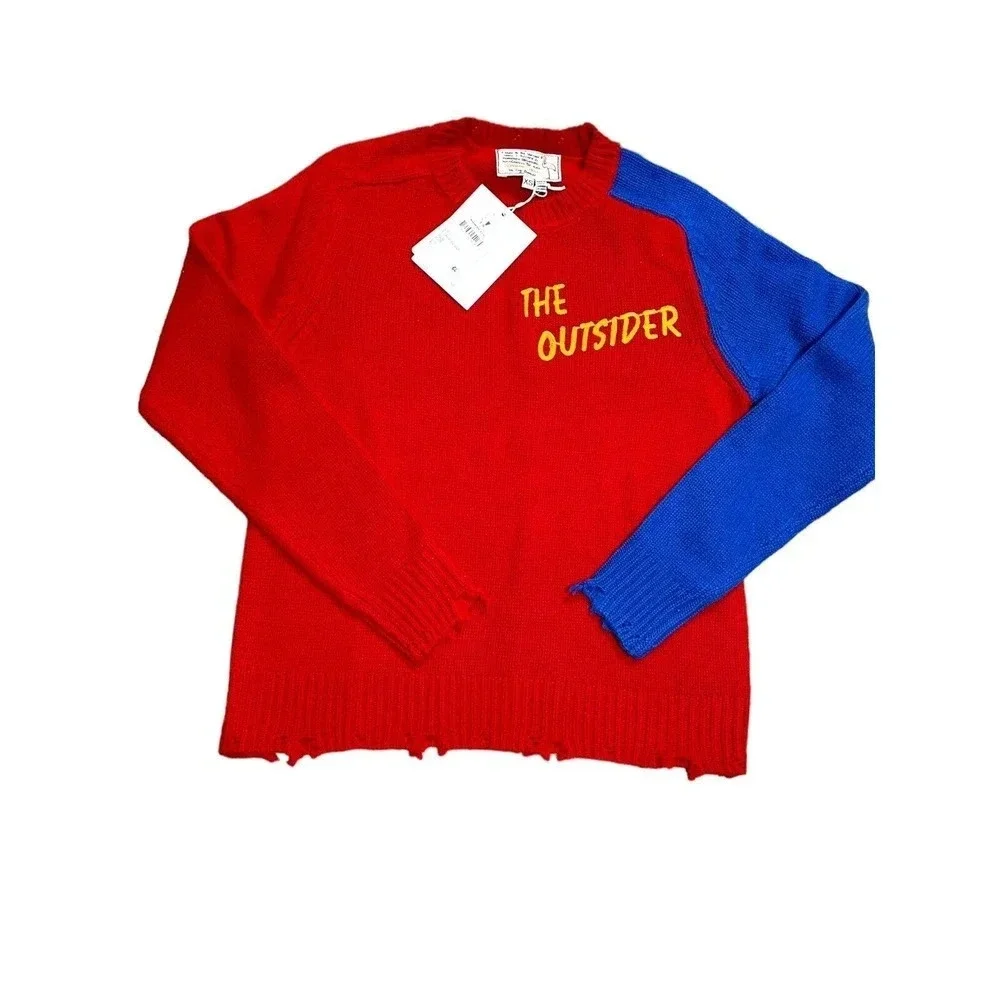 Free People Sandrine Rose Sweater Colorblock Cashmere Blend Red XS The Outsider